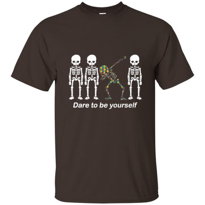 Dabbing T-shirt Dabbing Skeleton Dare To Be Yourself Dark Chocolate