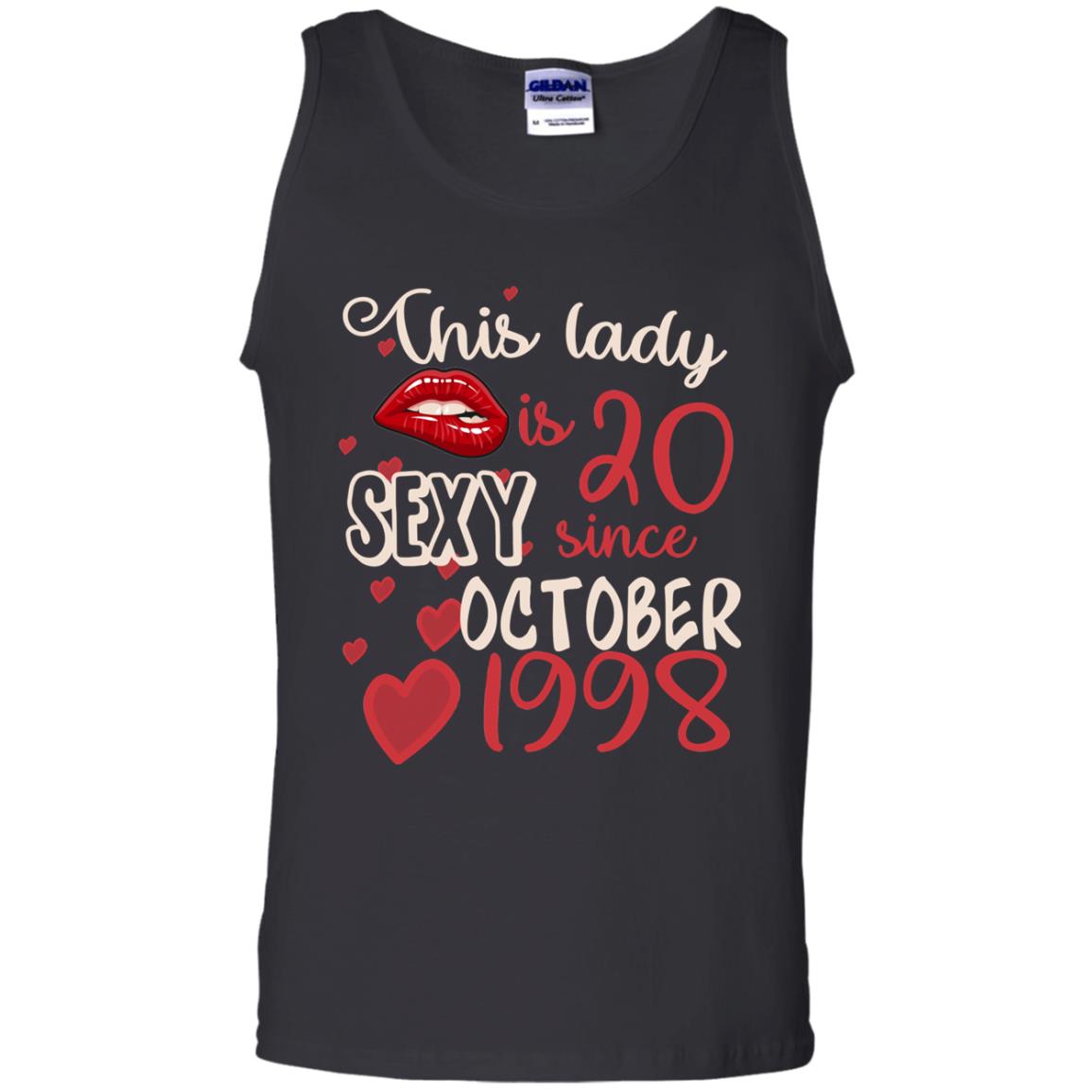 This Lady Is 20 Sexy Since October 1998 20th Birthday Shirt For October WomensG220 Gildan 100% Cotton Tank Top
