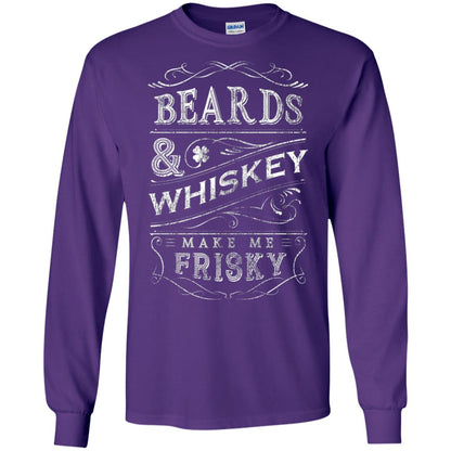 Beards And Whiskey Make Me Frisky Shirt Purple