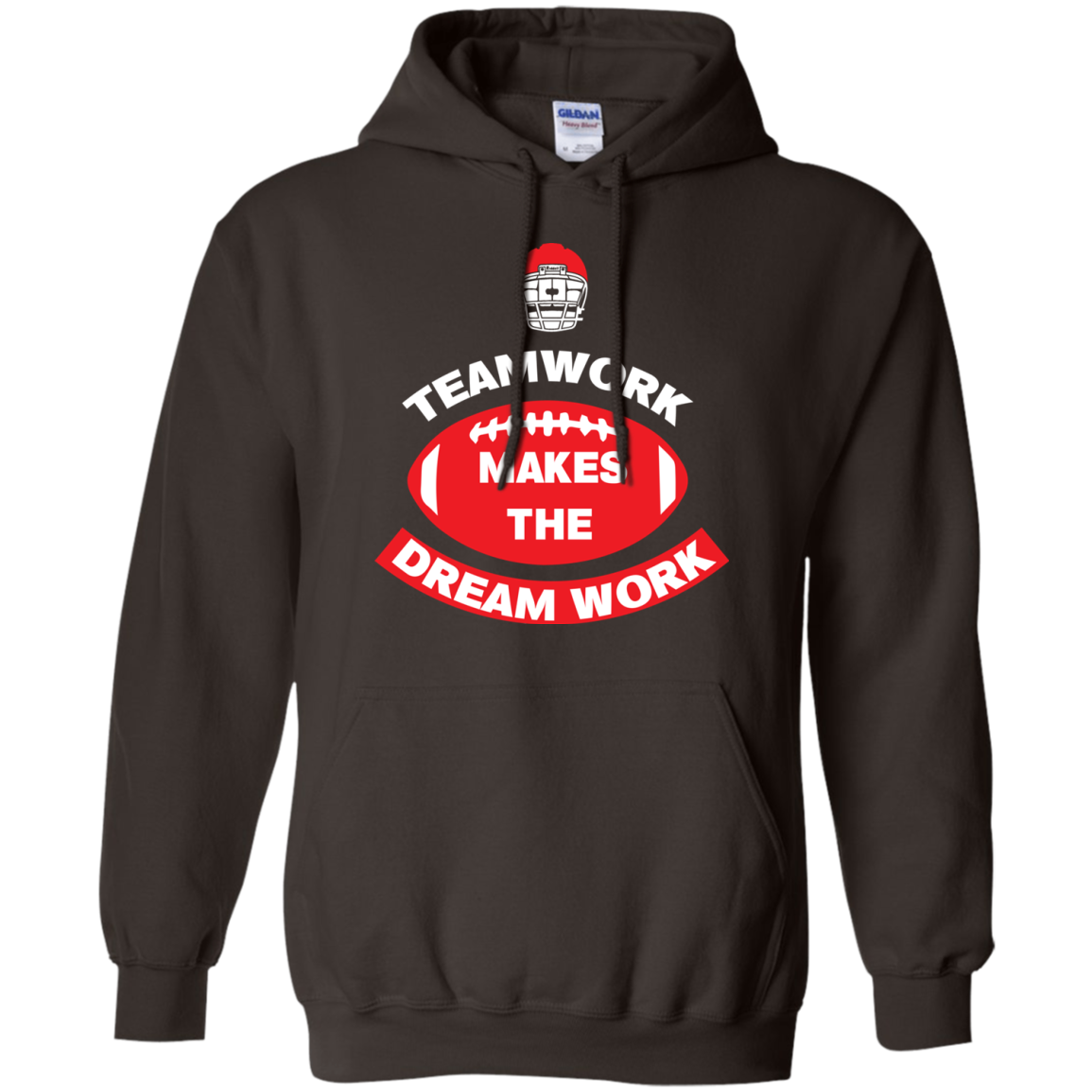 Football T-shirt TeamWork Makes The Dreamwork Dark Chocolate