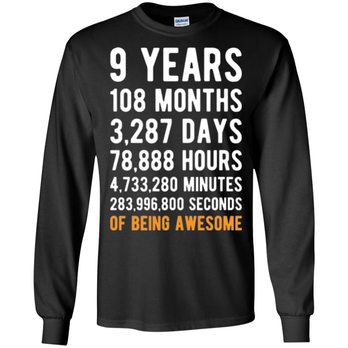 9th Birthday T-shirt 9 Years Old Being Awesome Black