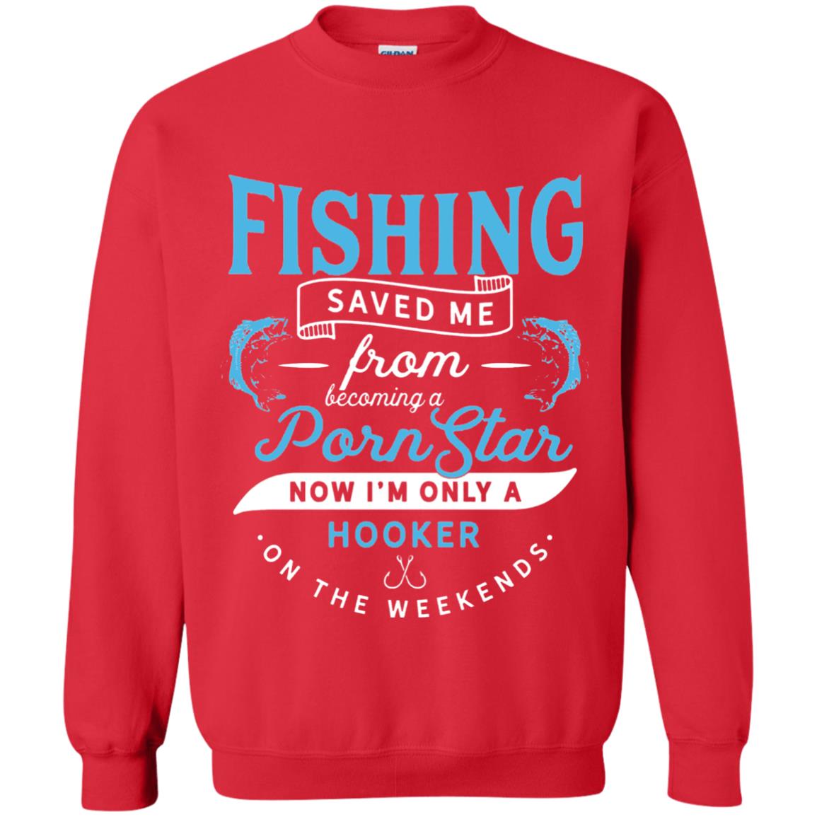 Funny Fishing Tshirts Im Only A Hooker On The Weekends Red