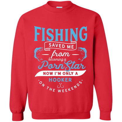 Funny Fishing Tshirts Im Only A Hooker On The Weekends Red