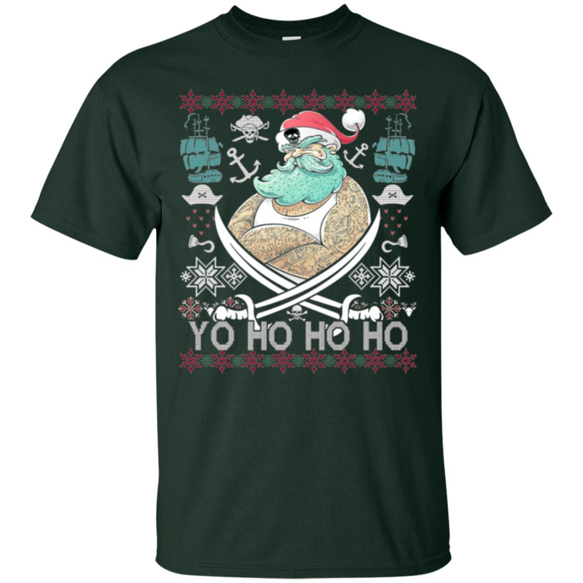 Christmas T-shirt Santa Pirate Forest Green