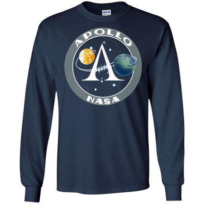 Apollo Program Moon Landing Patch Print Nasa Astronomy T-shirt Navy