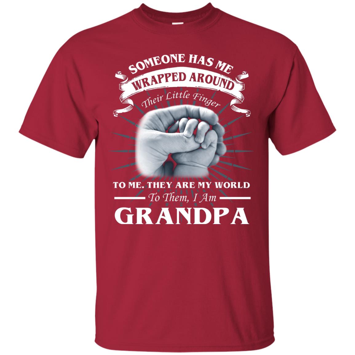 They Are My World To Them I Am Grandpa Papa Shirt Cardinal