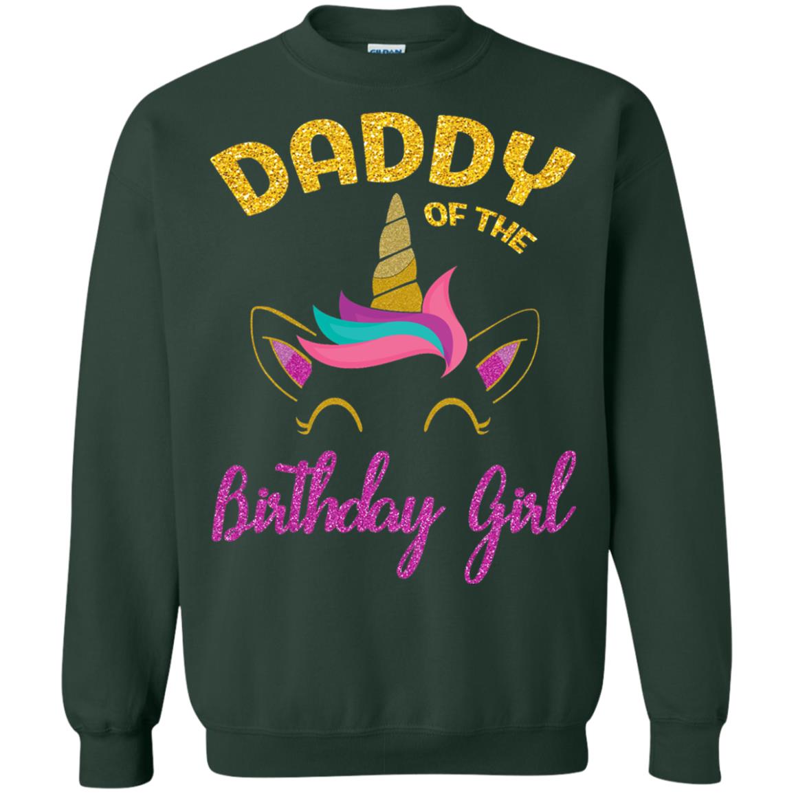 Daddy Mommy Of The Unicorn Birthday Girl T-shirt Forest Green