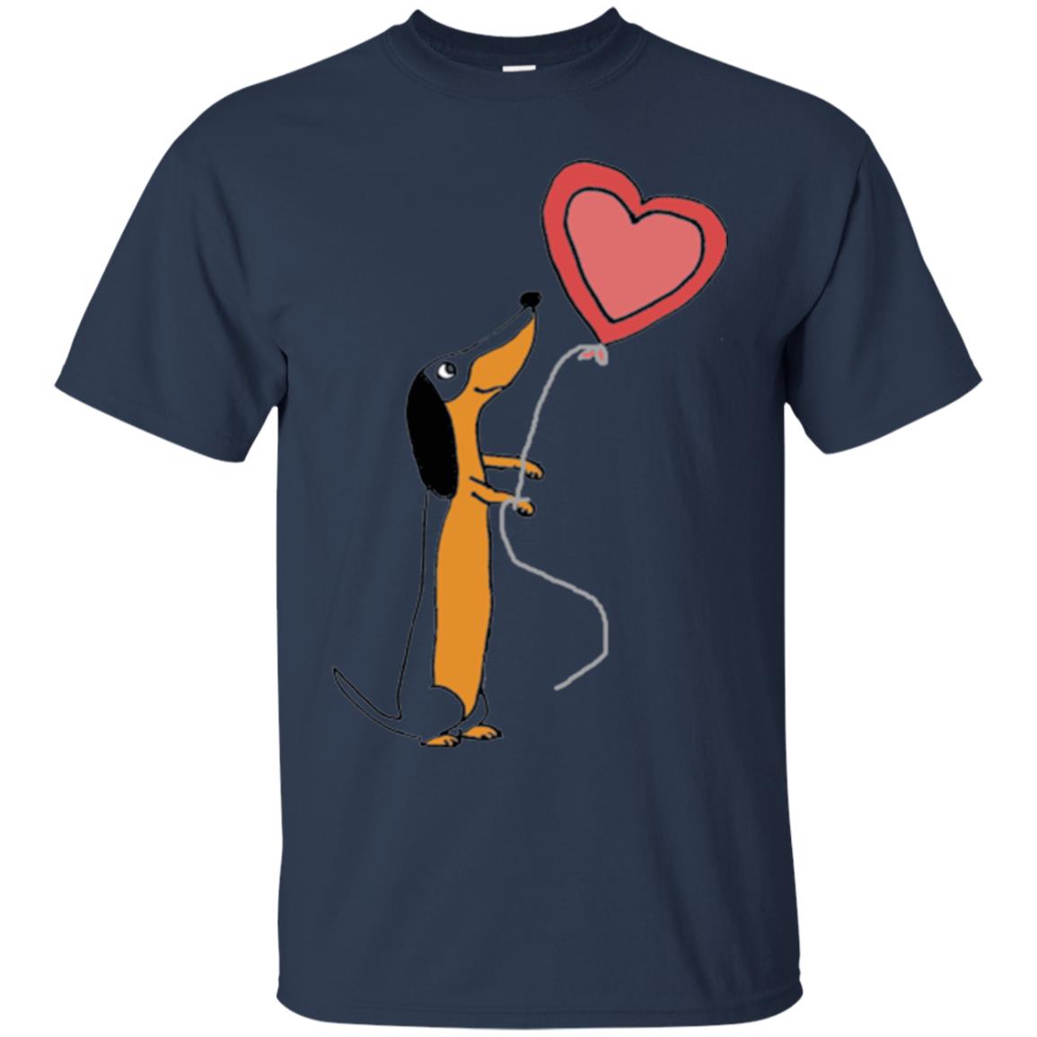 Valentine_s Day T-shirt Cute Dachshund With Heart Balloon Navy