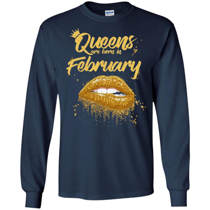 Black Women T-shirt Queens Are Born In February Birthday Navy