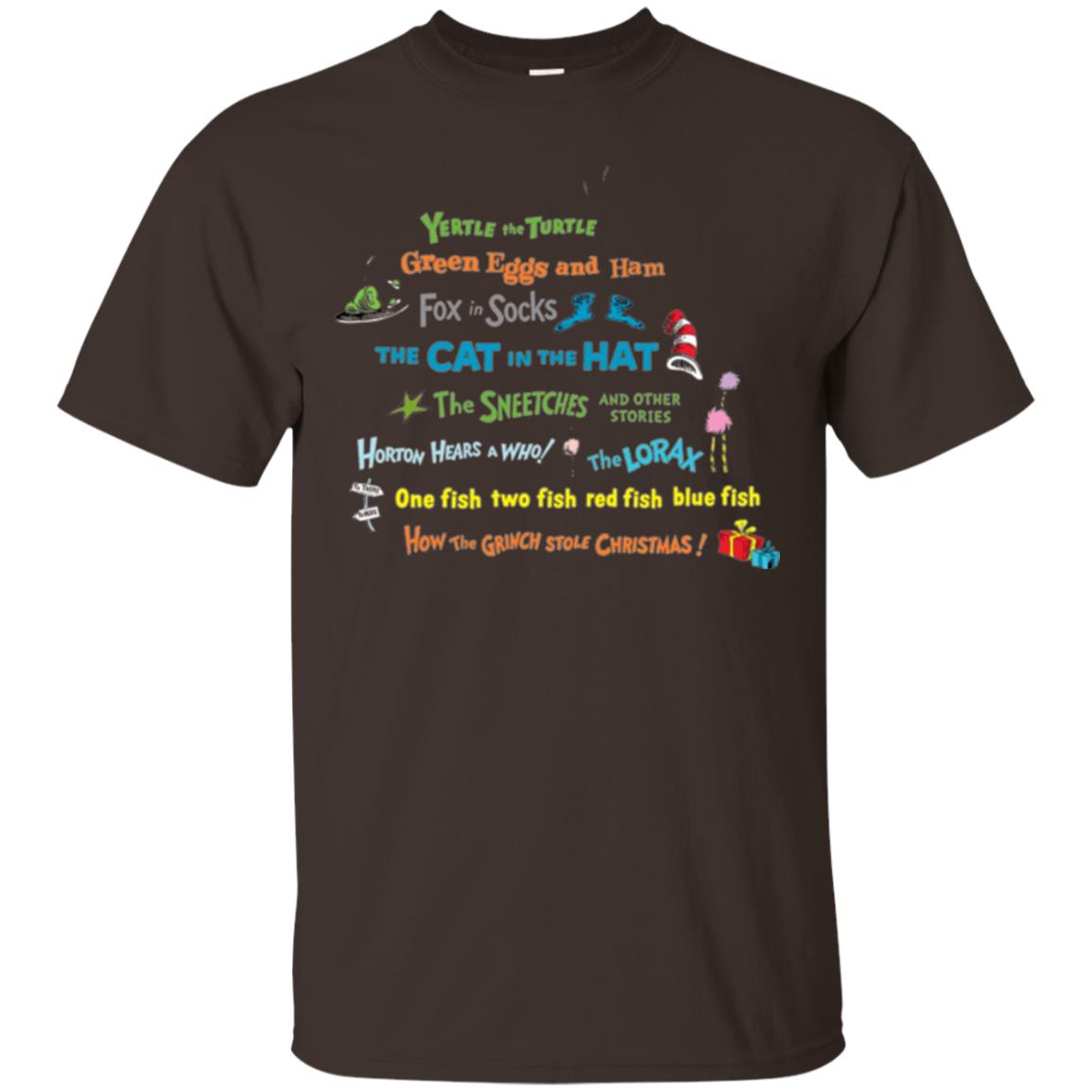 Dr. Seuss Book Title National Wear Red Day T-shirt Dark Chocolate