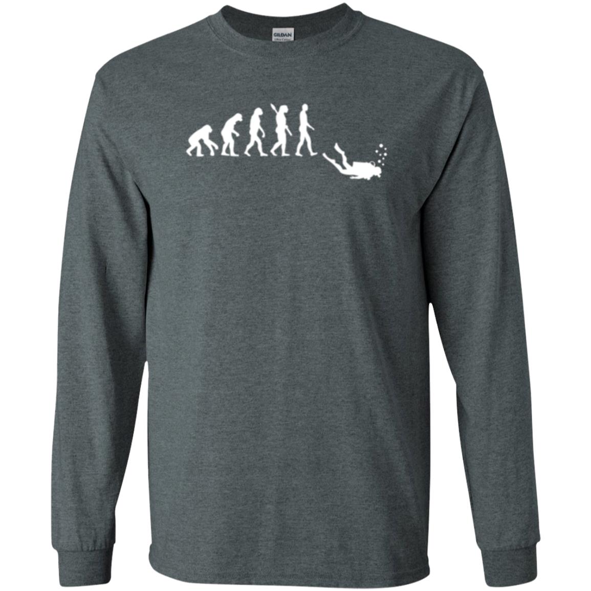 Evolution Of Man Funny Scuba Diving T-shirt Dark Heather