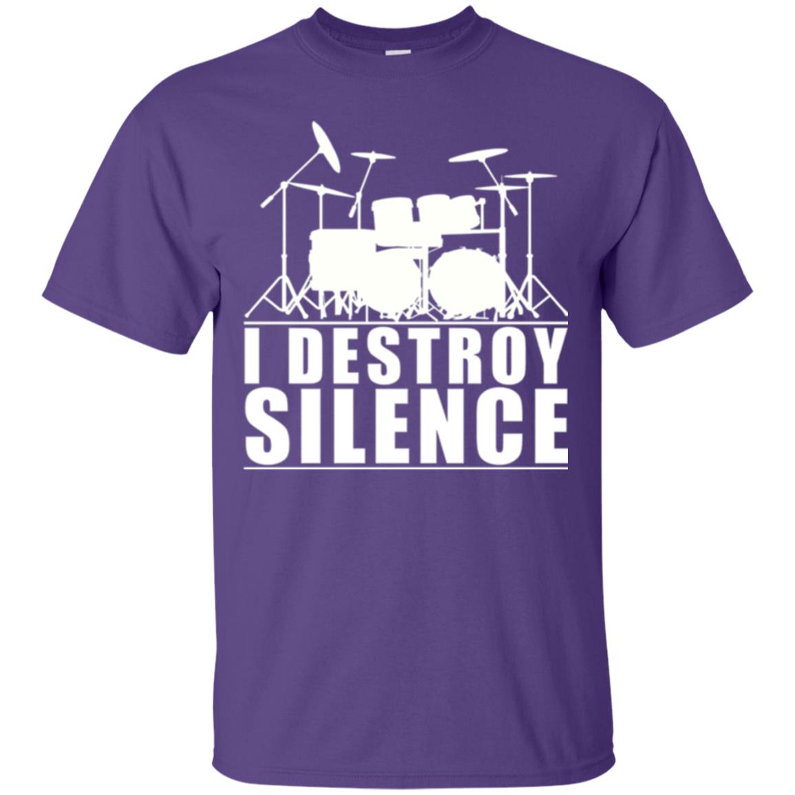 Drums Lover T-shirt I Destroy Silence Purple