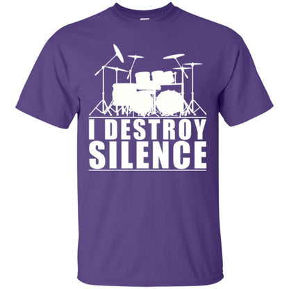 Drums Lover T-shirt I Destroy Silence Purple