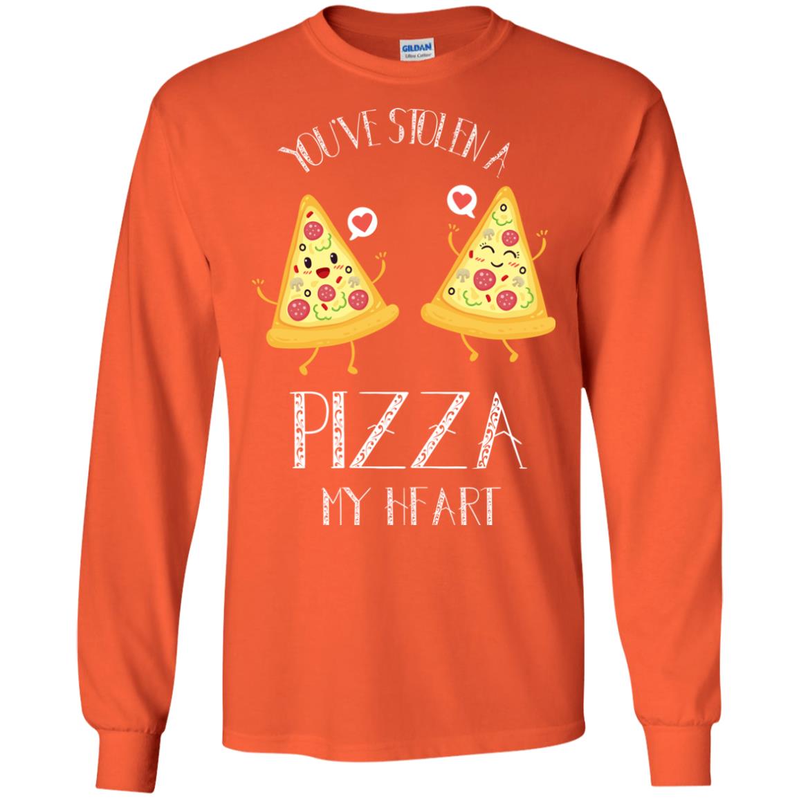 Pizza Lover T-shirt You've Stolen A Pizza My Heart Orange