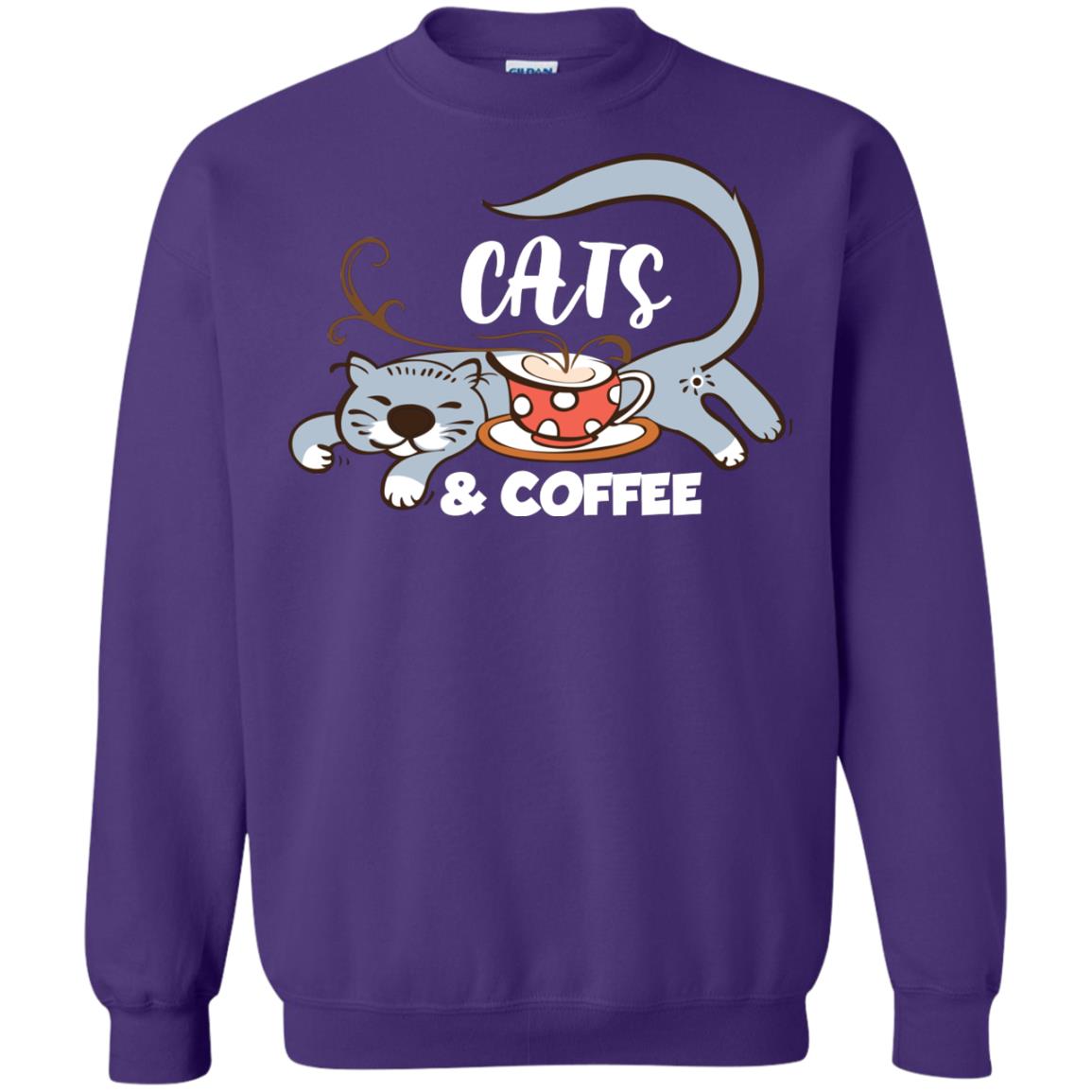 A Good Day Start With Cat And Coffee Cat Lover T-shirt Purple