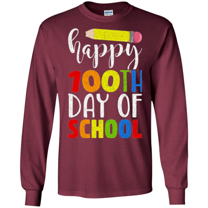 Happy 100th Day Of School Teacher T-shirt Maroon