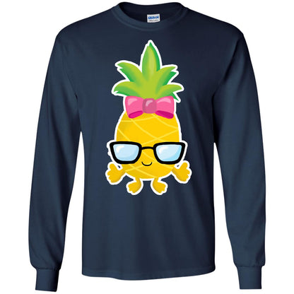 Funny Pineapple With Glasses For Girls Womens Shirt Navy