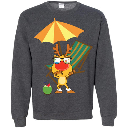 Dabbing Reindeer With Sunglasses Celebrate Xmas In July 2018 Shirt Dark Heather