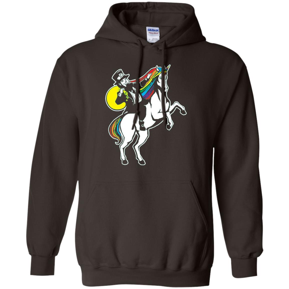 St Patrick Day Lepricorn Leprechaun Riding Unicorn T-shirt Dark Chocolate