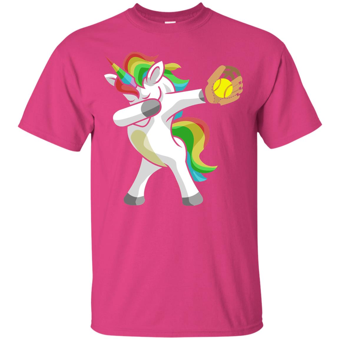 Dabbing Unicorn Softball T-shirt Funny Dabbing Heliconia