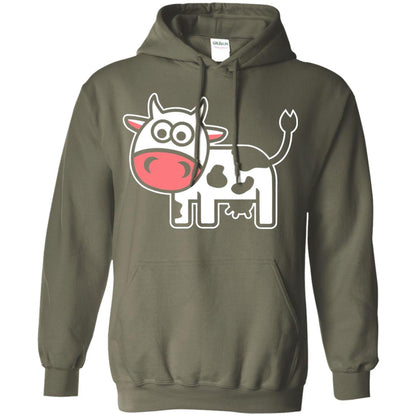 Cute Comic Cow Lover T-shirt Military Green