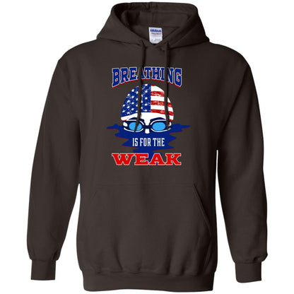 Breathing Is For The Weak Swimmer Gift Shirt Dark Chocolate