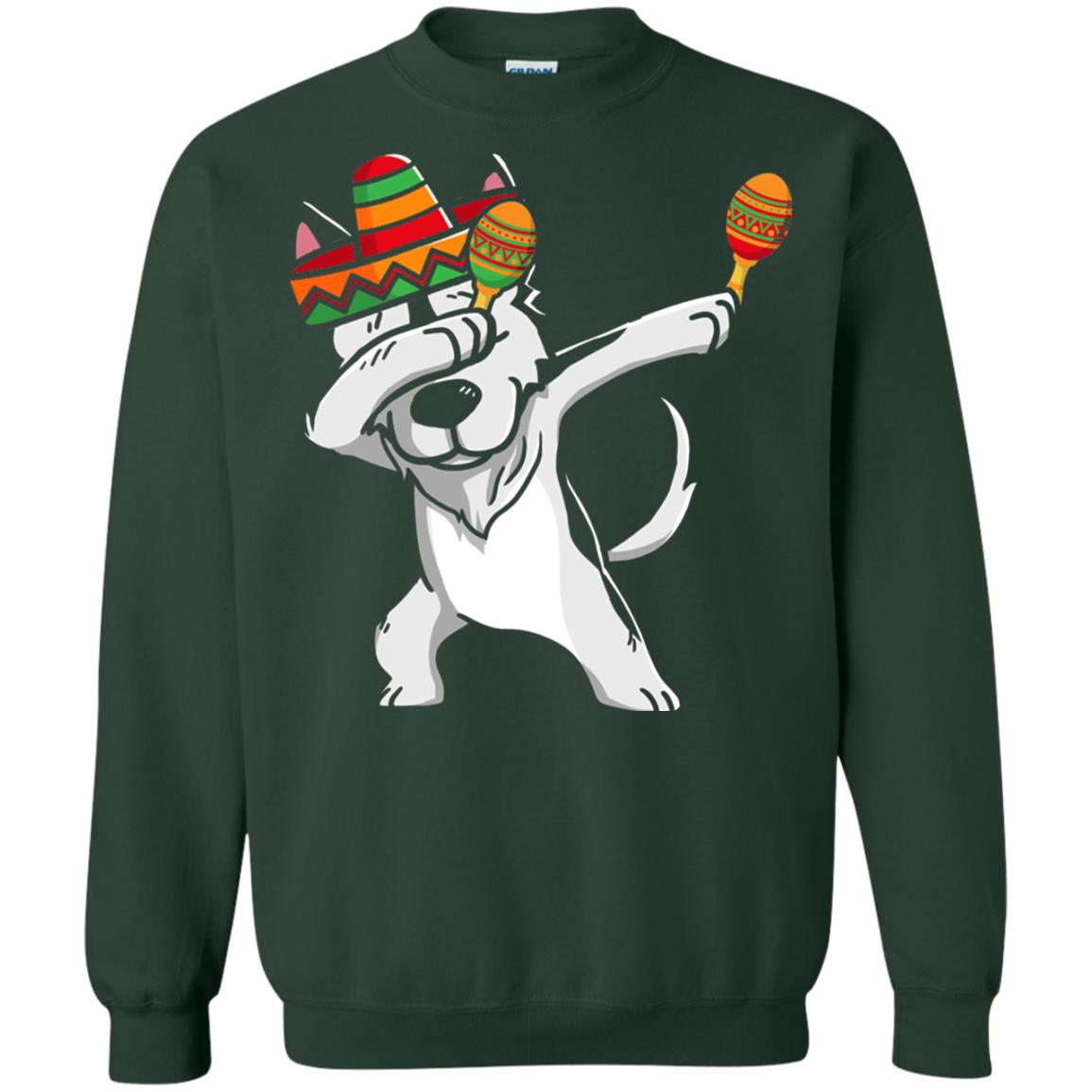 Dabbing Husky Funny Cinco De Mayo T-shirt Forest Green