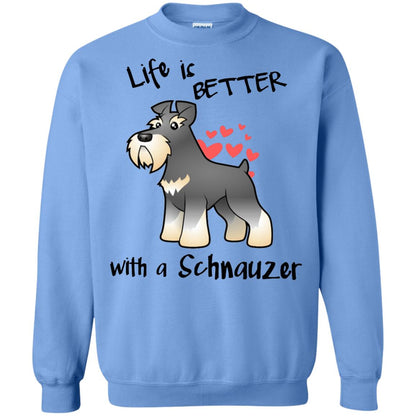 Life Is Better With A Schnauzer Dog Shirt Carolina Blue