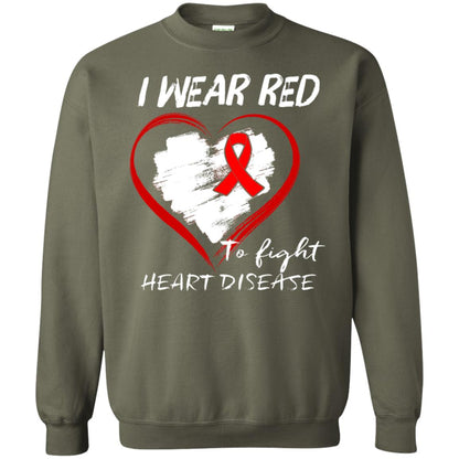 I Wear Red To Fight Heart Disease Shirt Military Green