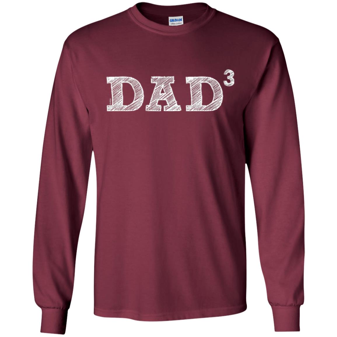 Men_s Dad3, Three Kids Father_s Day, Father Of Three T-shirt Maroon