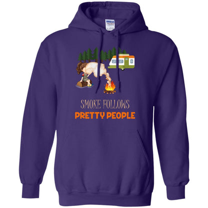 Smoke Follows Pretty People Camping Bbq Gift Shirt Purple