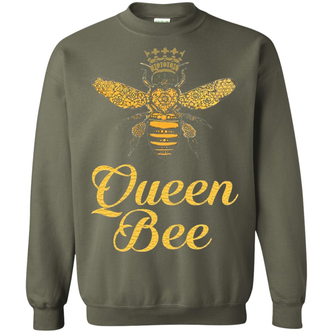 Bee Lover T-shirt Queen Bee Crown T-shirt Military Green