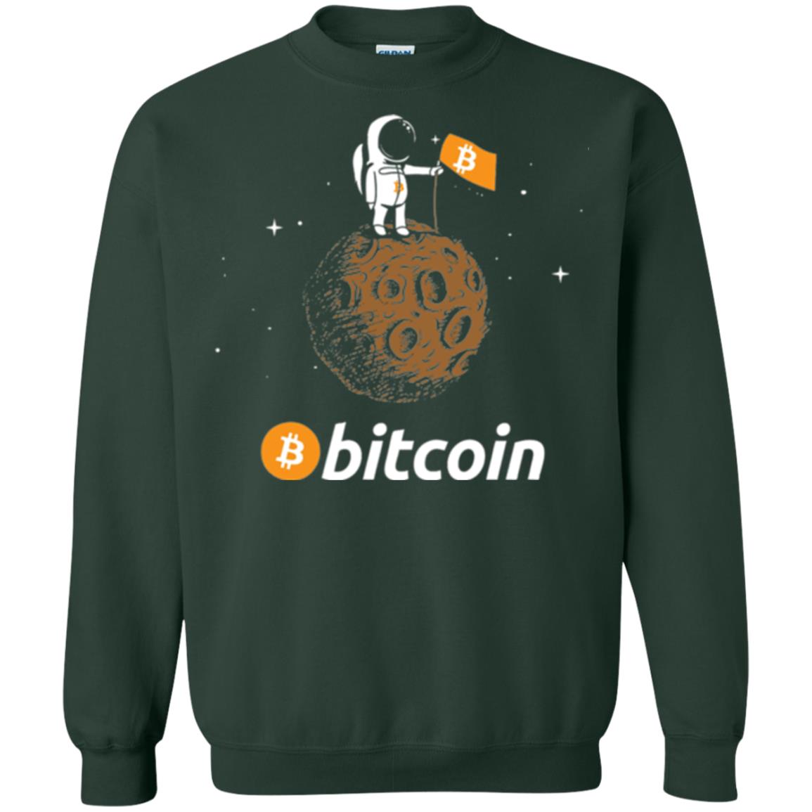 Bitcoin T-shirt Featuring Astronaut Forest Green