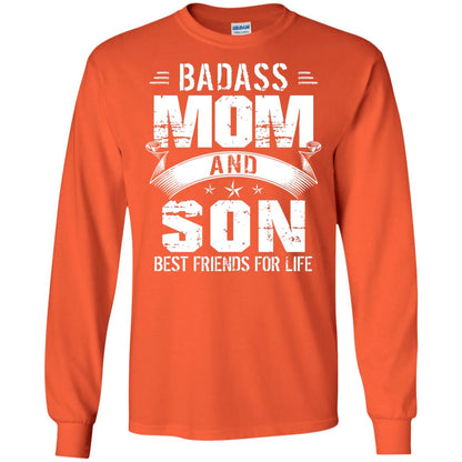 Badass Mom And Son Best Friends For Life Shirt Orange