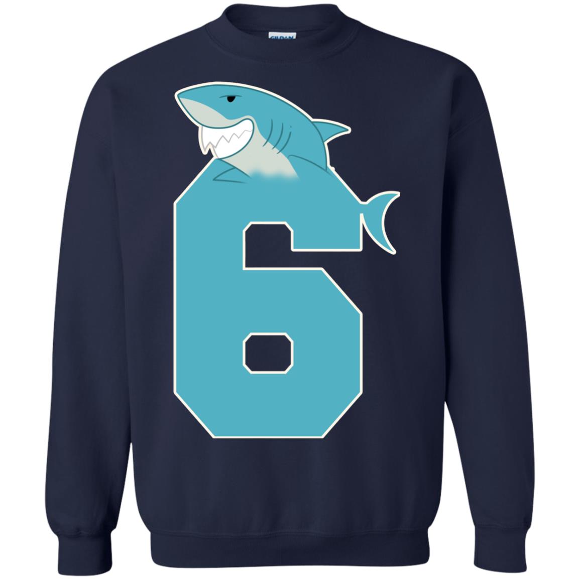 6th Birthday Shark Party Shirt Navy