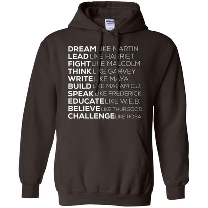 Educate T-shirt Dream Like Martin Lead Like Harriet Fight Like Malcolm Dark Chocolate