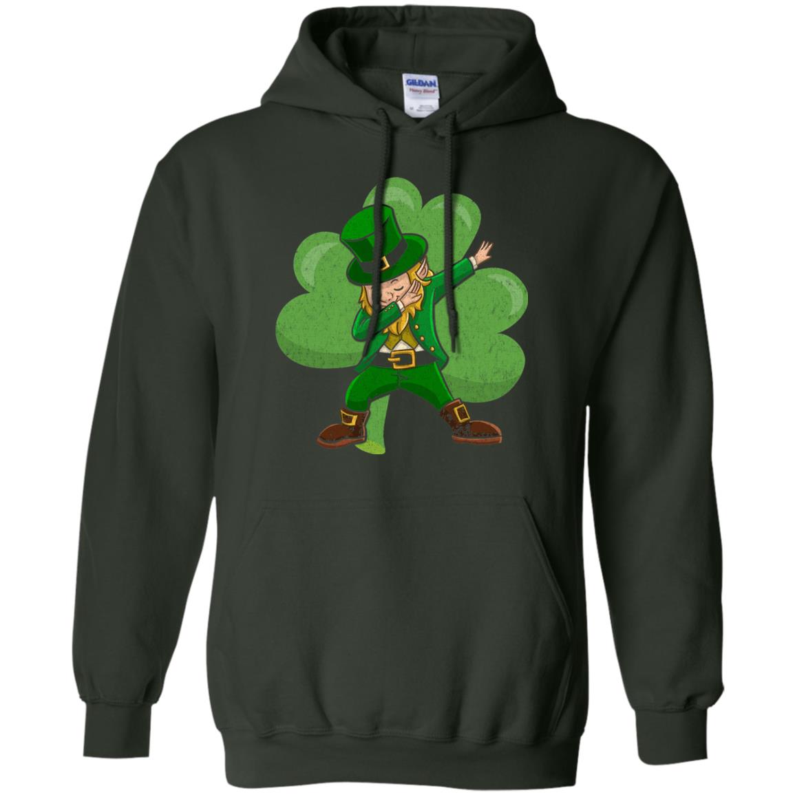 Funny Dabbing Leprechaun Shirt St Patricks Day T-shirt Forest Green