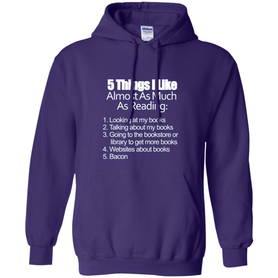 5 Things I Like Almost As Much As Reading Bacon T Shirt Purple
