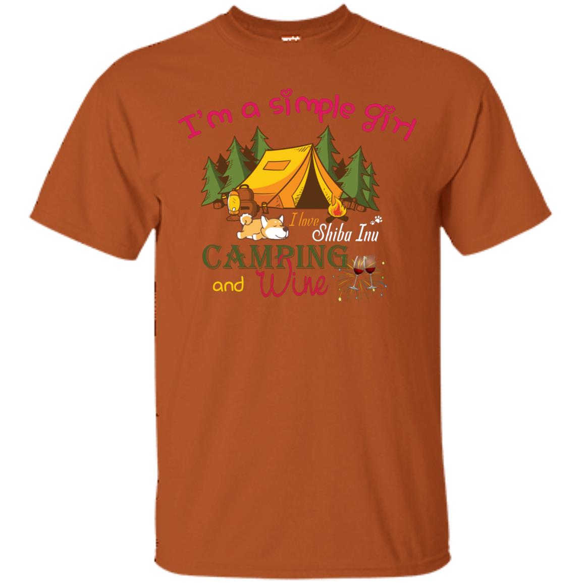 I’m A Simple Girl I Love Shiba Inu Camping And Wine Shirt Texas Orange