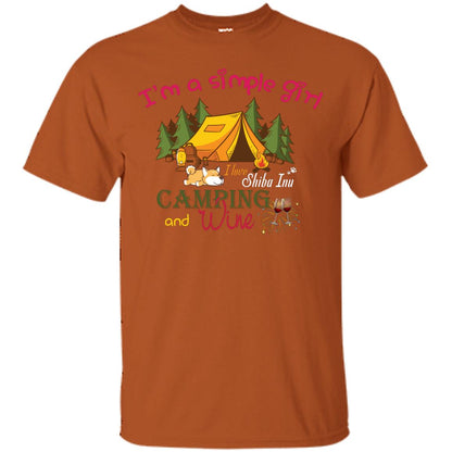I’m A Simple Girl I Love Shiba Inu Camping And Wine Shirt Texas Orange