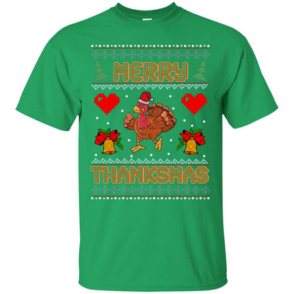 Merry Thanksmas Turkey Thanksgiving Gift Shirt For Mens Or Womens Irish Green
