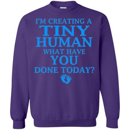Funny Maternity Shirt Creating Tiny Human Blue Purple