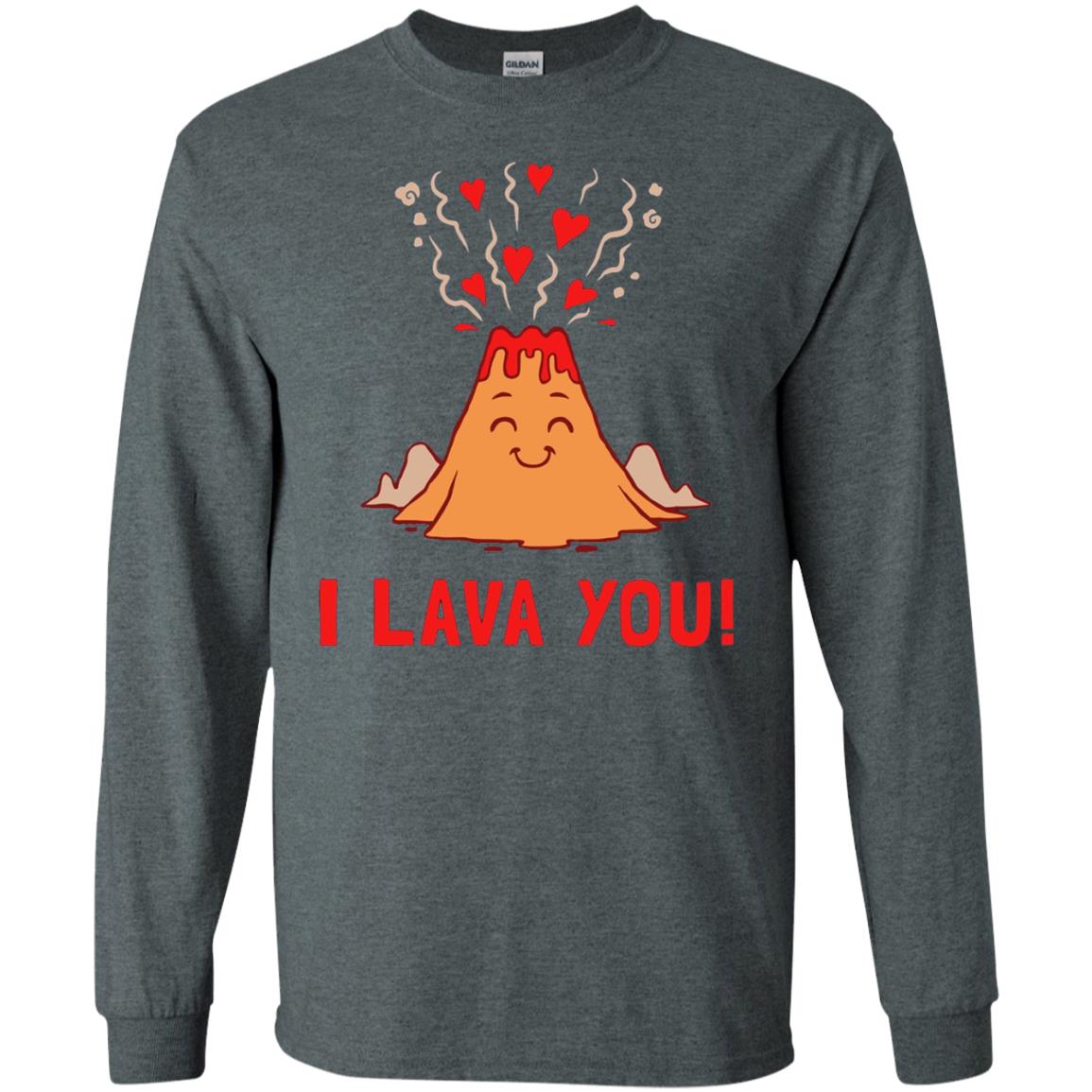 Funny Volcano Valentines Love T-shirt I Lava You T-shirt Dark Heather