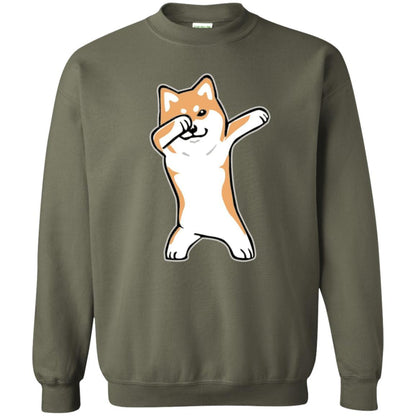 Dog Lover T-shirt Dabbing Shiba Inu Doge Military Green
