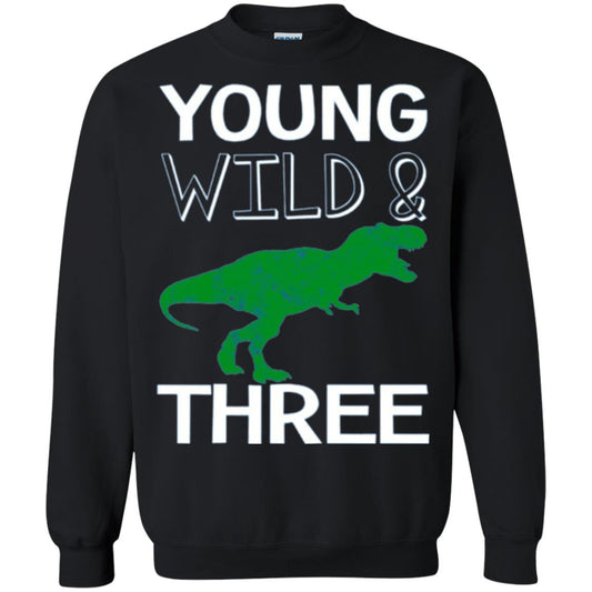 Dinosaur T-shirt Young Wild And Three Black