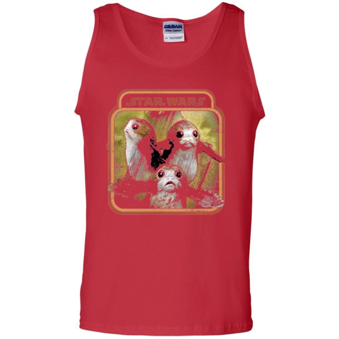 Film T-shirt Star Wars Last Jedi Porg Triplets Retro Box Graphic Red