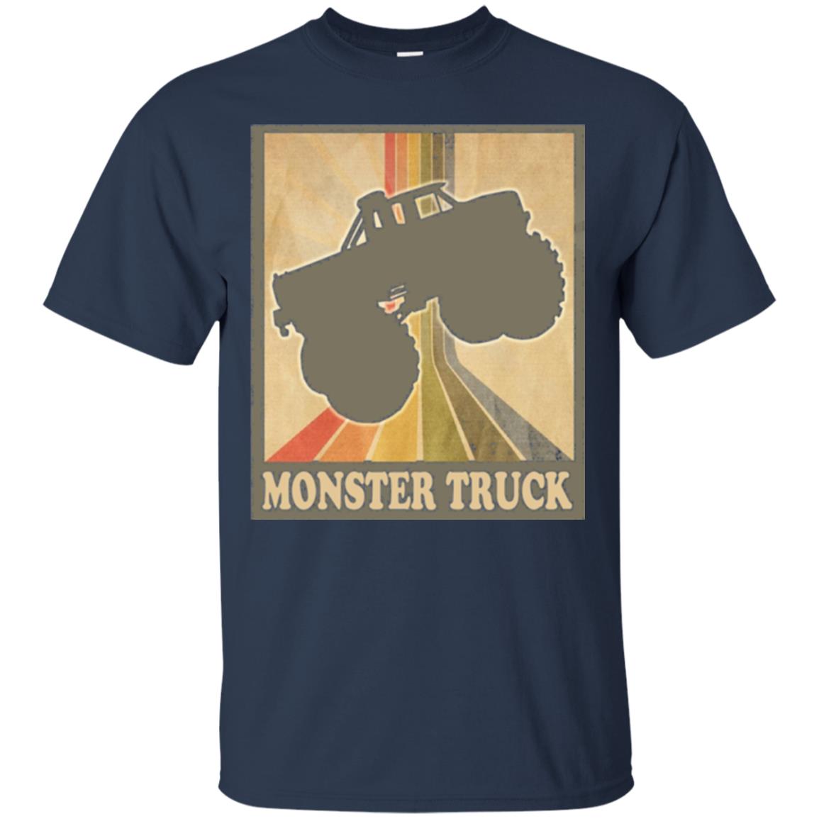 Vintage Big Size Truck Tee Retro Monster Truck T Shirt Navy