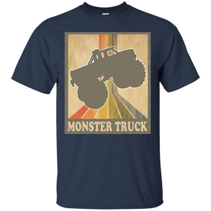 Vintage Big Size Truck Tee Retro Monster Truck T Shirt Navy