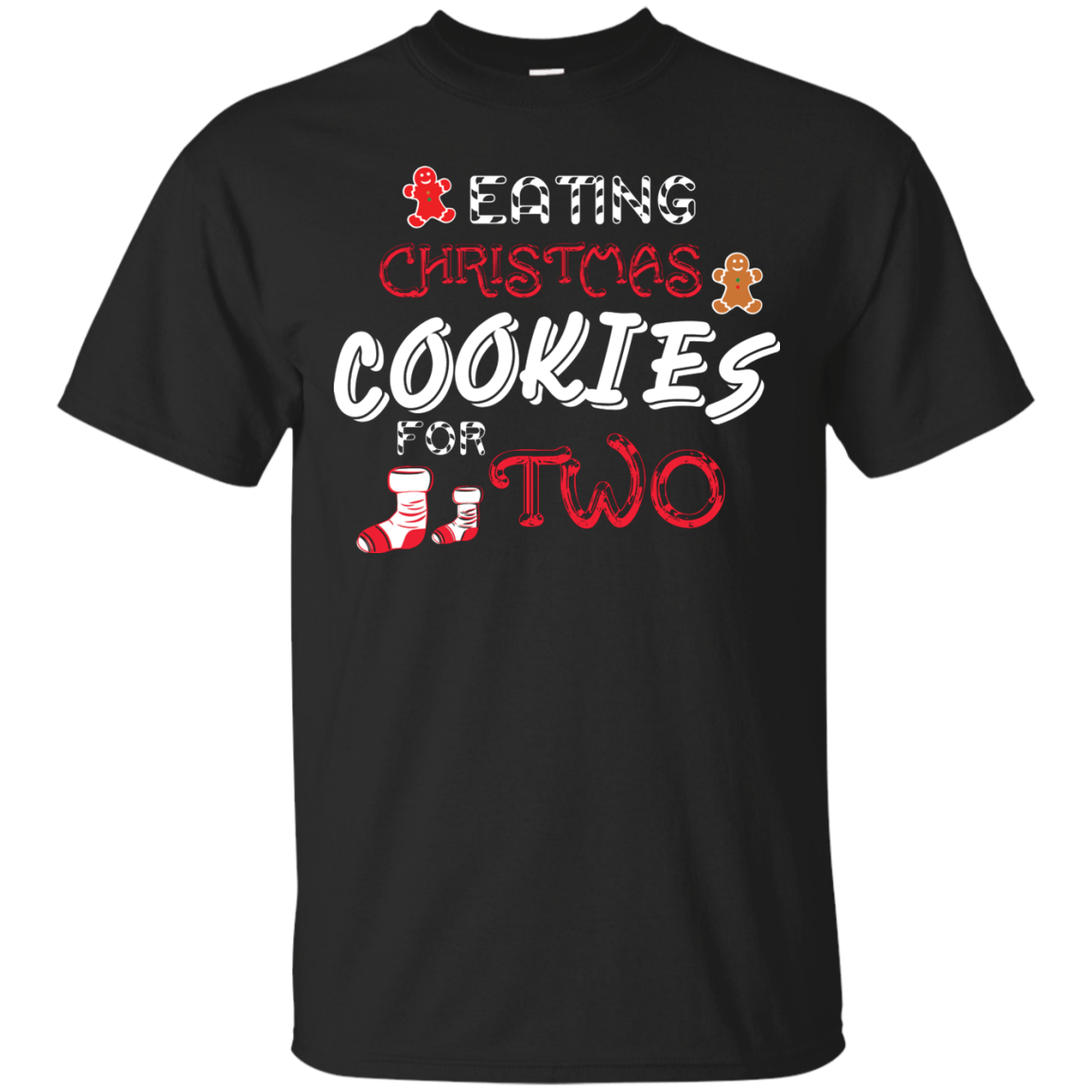 Christmas T-shirt Eating Christmas Cookies For Two Black