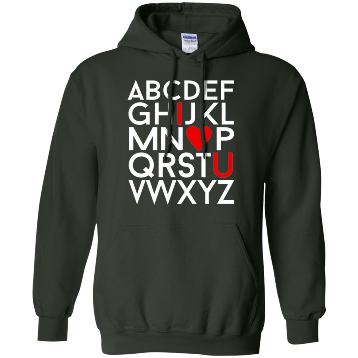 Happy Valentine_s Day Shirt, Alphabel I Love You Forest Green